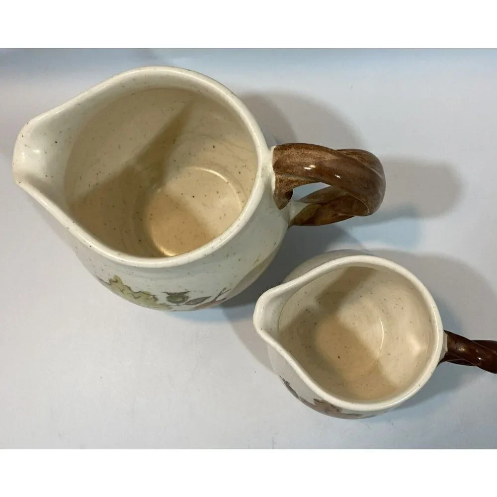 Metlox Poppy Trail Autumn Leaf Woodland Small Gravy/Sauce Pitcher & Creamer Sof2